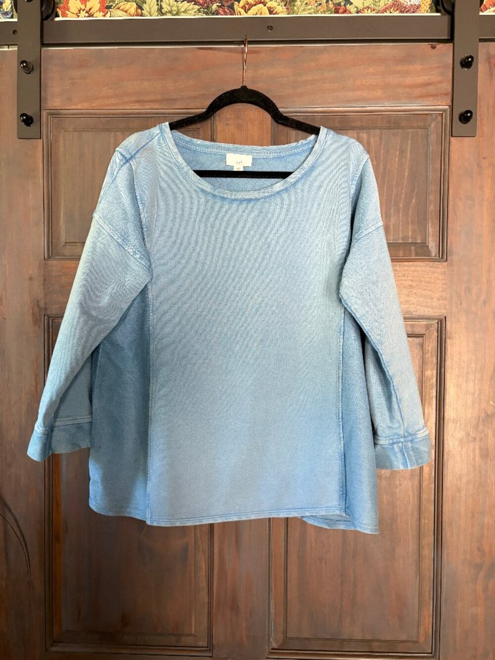 J Jill womens Top Size Large- cute denim blue color